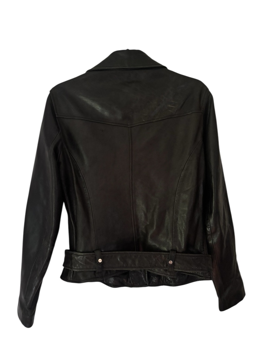 Massimo Dutti Black Leather Moto Biker Jacket - Picture 2 of 12